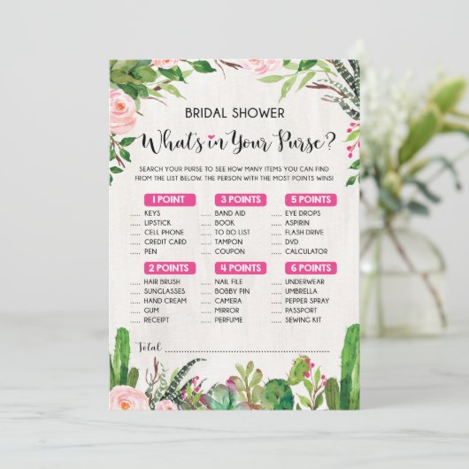 Wat zit er in uw portemonnee Fiesta Vrijgezellenfe Kaart (Staand voorkant)