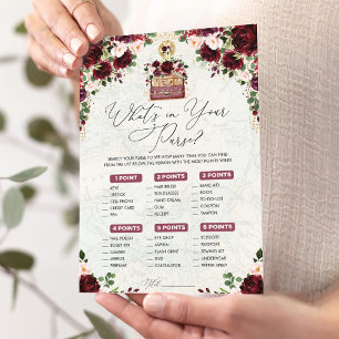 Wat zit er in uw portemonnee Reiskaart Bruids Spel Kaart