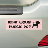 Wat zou Puggle doen? Bumpersticker (Op auto)