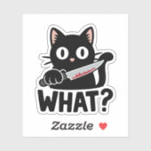 Wat? Zwarte kat met mes Funny Vinyl Sticker (Vel)