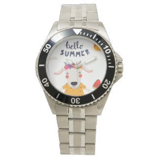 Watch laat Hello summer roestvrijstalen armband zi Horloge