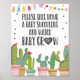 Watch Me Grow Cactus Fiesta Baby Shower Tafelbord Poster