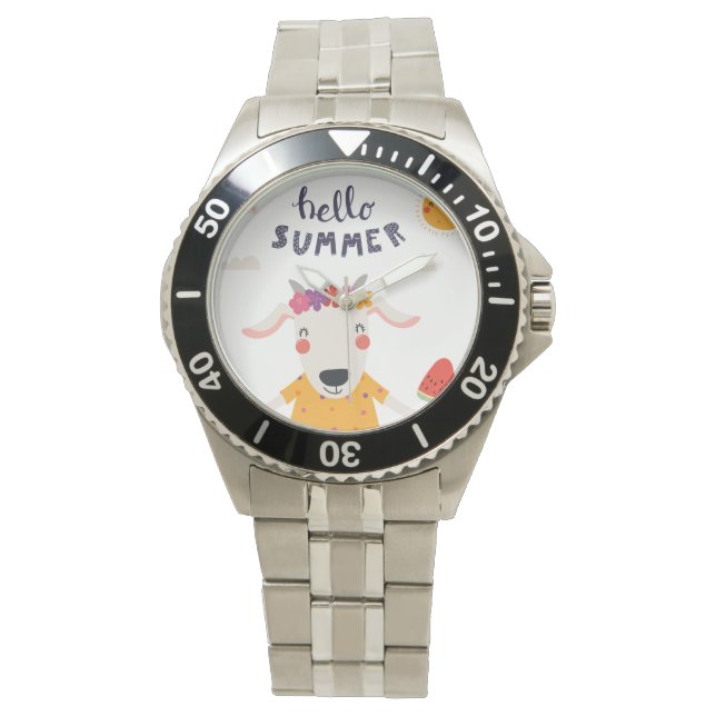 Watch montre Hello summer bracelet inoxydable (devant)