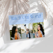 Watch Out World Multi Photo Icy Blue Graduation Aankondiging