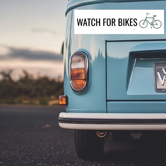 WATCH VOOR BIKES Cute Green Bicycle Bumpersticker