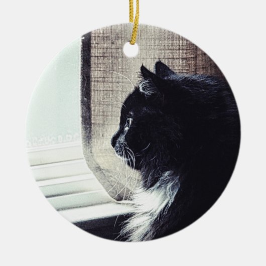 Watchful Kat keramisch Ornament (Voorkant)