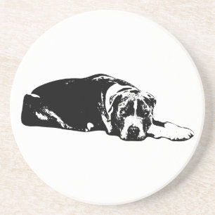 Watchful Pitbull Mix Lying Pose Art Onderzetter