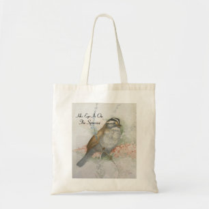 Watchful Song Sparrow Bible Quote Waterverf Tote Bag