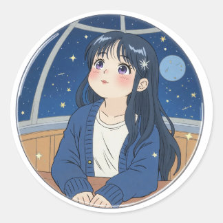 Watching the stars at the planetarium ronde sticker