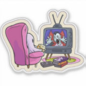 Watching TV ghost Sticker (Voorkant)