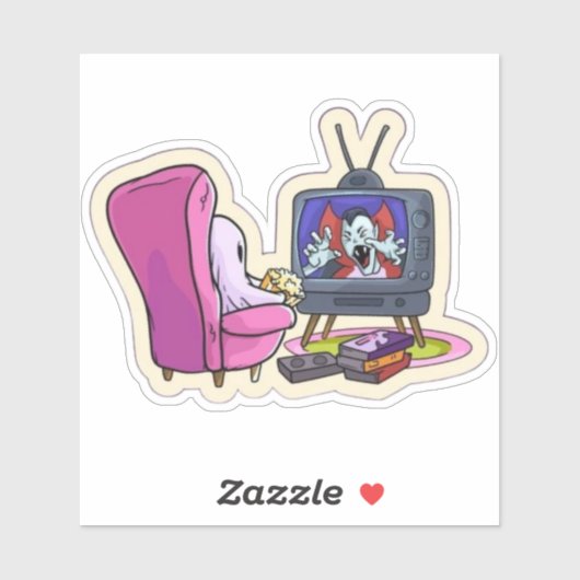 Watching TV ghost  Sticker (Vel)
