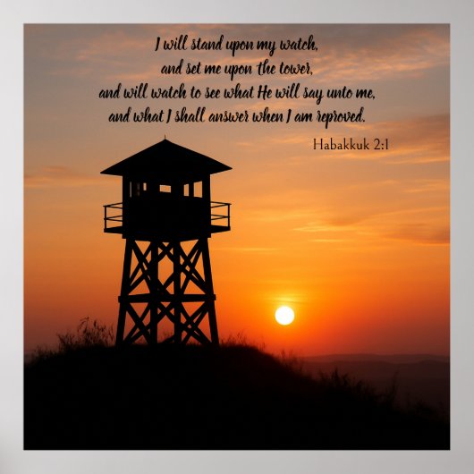 Watchtower Sunset Scripture Poster (Voorkant)