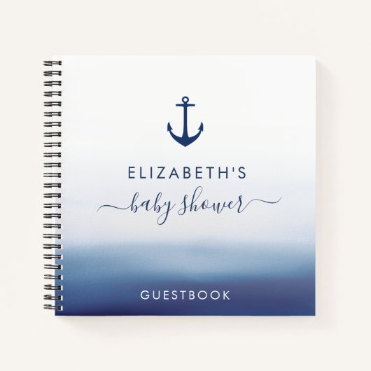 watecolor bleu ancre baby shower livre d'or (Devant)