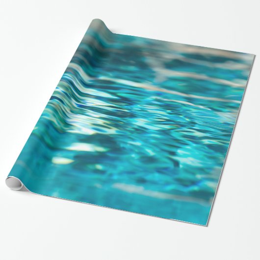 Water Abstract Blauw Groen Turquoise Aqua Zee Cadeaupapier (Uitgerold)