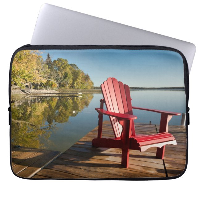 Water | Adirondack Chair at the Lake Laptop Sleeve (Voorkant)