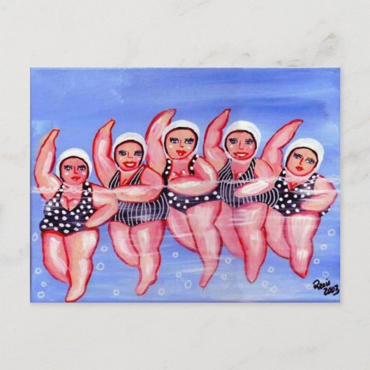 Water Aerobics Divas Fun Whimsical Chubby Briefkaart (Voorkant)