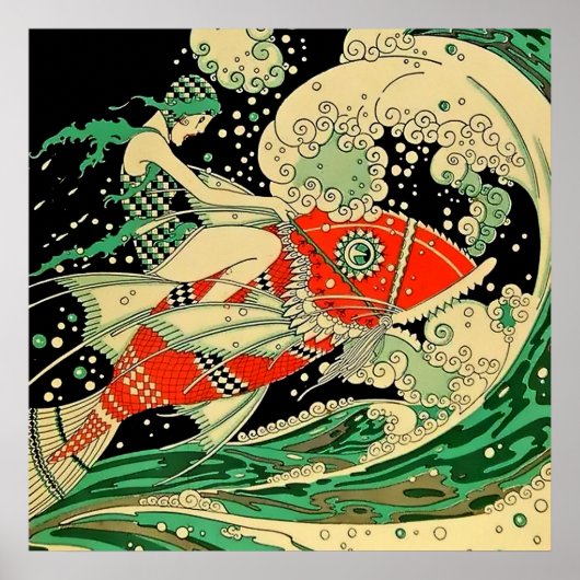 "Water" Art Deco van Jose Carlos Poster (Voorkant)