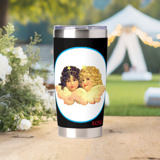 WATER BOTTLE TUMBLER TWIN ANGELS XOXO  GEÏSOLEERDE DRINKBEKER