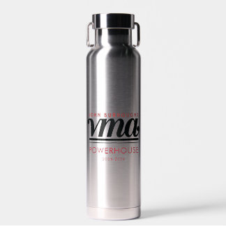 Water Bottle with Black Cursive Name, Phone, Year Waterfles