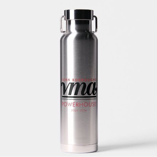 Water Bottle with Black Cursive Name, Phone, Year Waterfles (Voorkant)