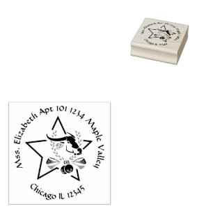 Water Buffalo Carabao in een Black Star Home Addre Rubberstempel