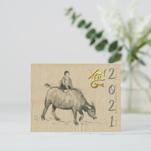 Water Buffalo Chinees Ox 2021 PostC Briefkaart (Staand voorkant)