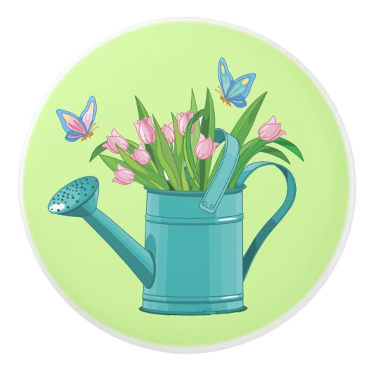 Water Can of Flowers Ceramic Pull of Knob Keramische Knop (Voorkant)