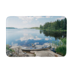 Water Canoe on Lake in Sweden Badmat