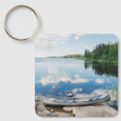 Water | Canoe on Lake in Sweden Sleutelhanger (Voorkant)