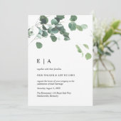 Water color eucalyptus leaves pari invitation (Debout devant)