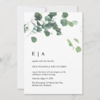 Water color eucalyptus leaves pari invitation