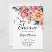 Water Color Flower baby shower uitnodigingskaart Kaart (Voorkant)