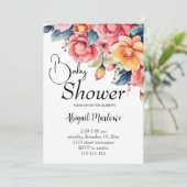 Water Color Flower baby shower uitnodigingskaart Kaart (Staand voorkant)
