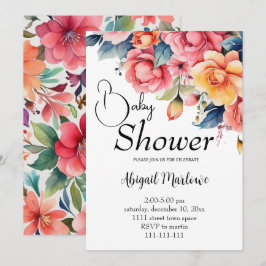 Water Color Flower baby shower uitnodigingskaart Kaart