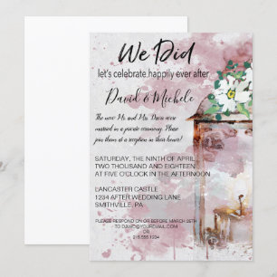 Water Color Lantaarn & Bloemen Post Bruiloftsfeest Kaart