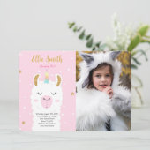 Water Color Llama Photo Invitation (Debout devant)