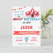 Water Color Red & Blue Circus Invitation (Debout devant)