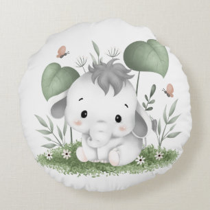 Water Color Safari Olifant in Baby ontwerp Rond Kussen