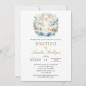 Water colored  Spanish baptism Invitation (Devant)