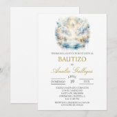 Water colored  Spanish baptism Invitation (Devant / Derrière)