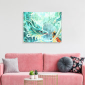 Water Dragon Art Canvas Afdruk (Insitu (Woonkamer))