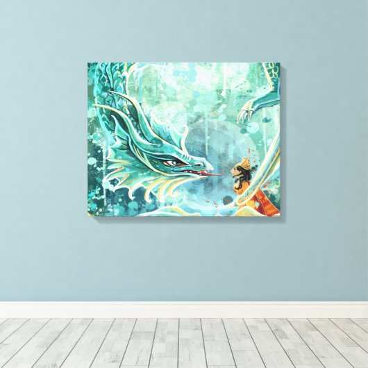 Water Dragon Art Canvas Afdruk (Insitu (Houten vloer))