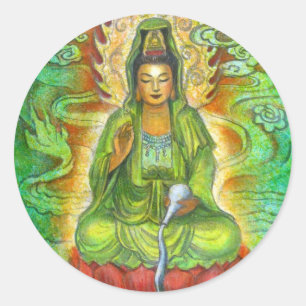 "Water Dragon" Kuan Yin Ronde Sticker