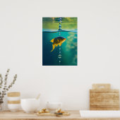 Water Drop Transformeert In Duikende Vissen Met Ee Poster (Keuken)