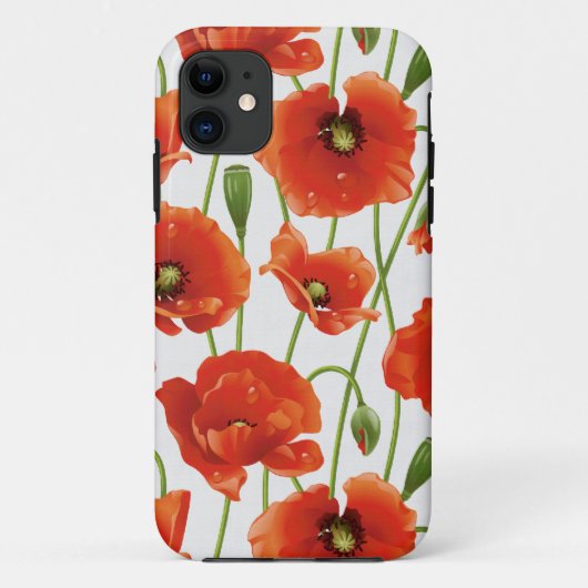 water druppelt op schattige papavers Case-Mate iPhone case (Achterkant)