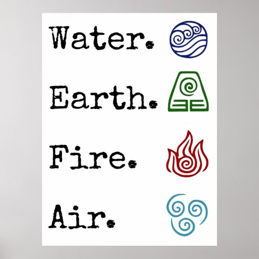Water Earth Fire Air Poster (Voorkant)