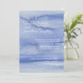 Water en golven Waterverf bruiloft uitnodiging bla (Staand voorkant)