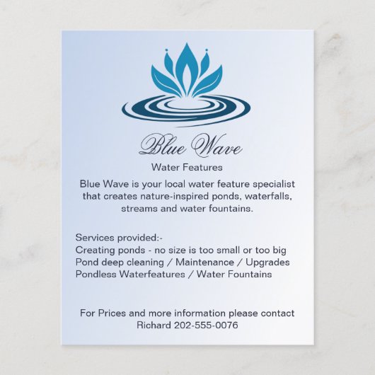 Water Feature Blue Business Adverteren Flyer (Voorkant)