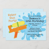 Water Gun Boy Anniversaire Fête Invitations (Devant / Derrière)