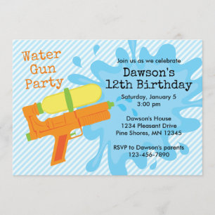 Water Gun Boy Anniversaire Fête Invitations